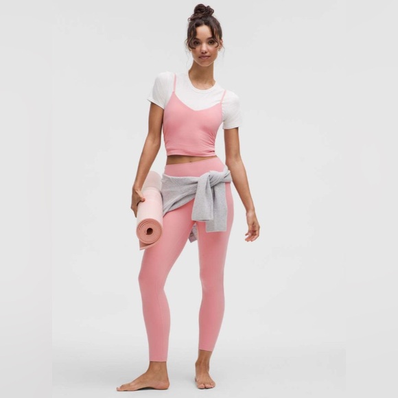(#96)LULULEMON Align Cropped Cami Tank Top Light Support, A/B Cup Pink Tide - Picture 3 of 7